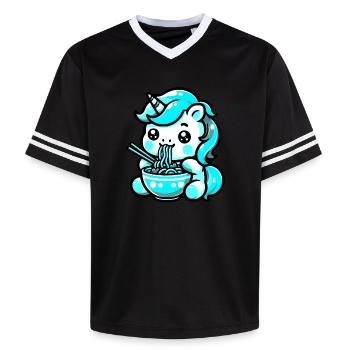 Japonais Kawaii Licorne Ramen Cuisine Asiatique - T-shirt de foot unisexe en mesh - blanc cassé/bordeaux - Devant - AI Model Male 178 light (178cm) & AI Model Male 178 dark (178cm)