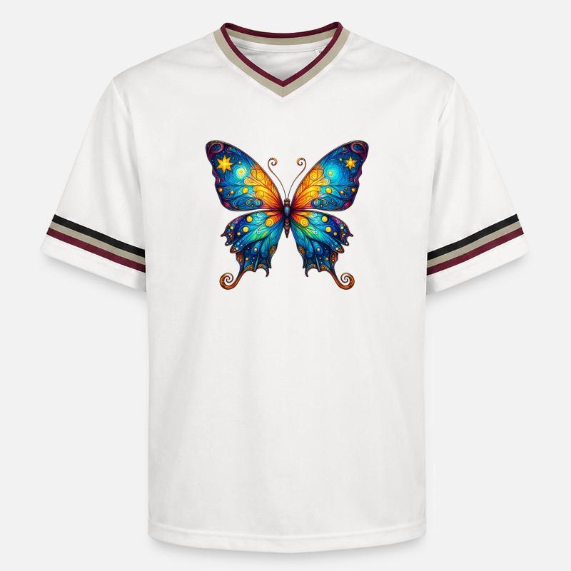 Papillon Van Gogh - T-shirt de foot unisexe en mesh - blanc cassé/bordeaux