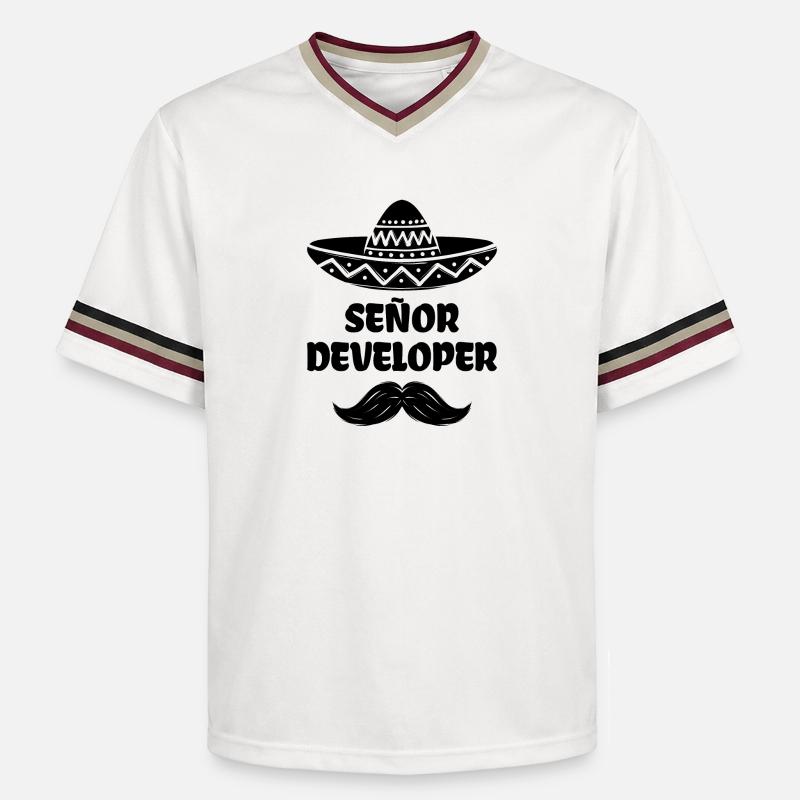 Developer Statement Skripting Dev Computerfreak - Unisex Football Style Mesh T-Shirt - Offwhite/Bordeaux