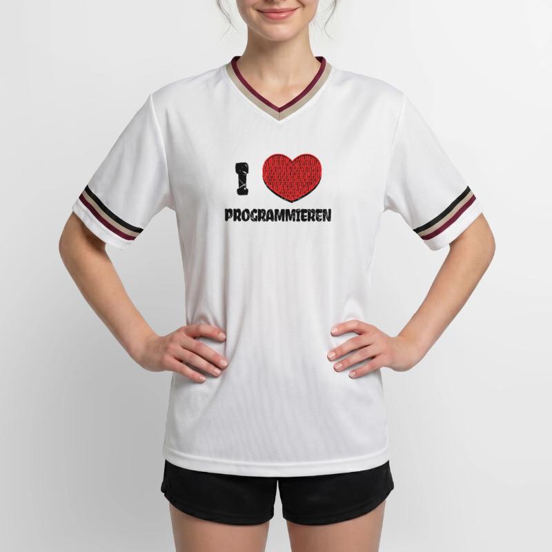 Developer Herz Webentwickler Statement Computer Unisex Football Style Mesh T-Shirt