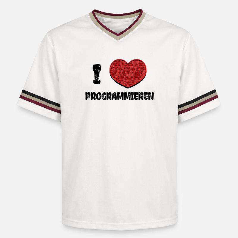 Developer Herz Webentwickler Statement Computer - Unisex Football Style Mesh T-Shirt - Offwhite/Bordeaux