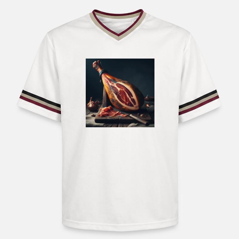 Cuisse de jambon serrano - T-shirt de foot unisexe en mesh - blanc cassé/bordeaux