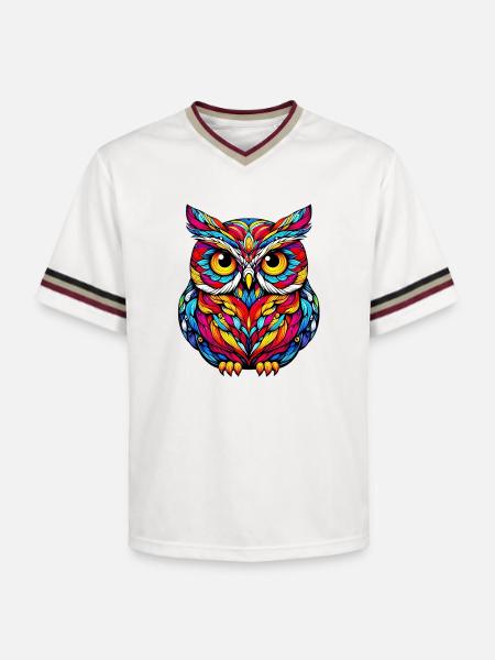 Owl - Unisex Football Style Mesh T-Shirt - offwhite/burgundy
