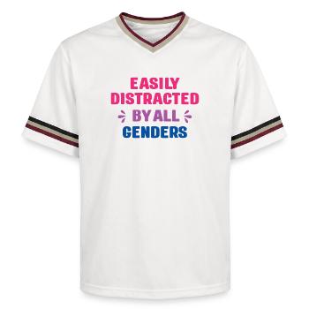 LGBT Pride Month - Leicht abgelenkt von allen Geschlechtern - Unisex Football Style Mesh T-Shirt - Offwhite/Bordeaux - Vorne - AI Model Male 178 light (178cm) & AI Model Male 178 dark (178cm)