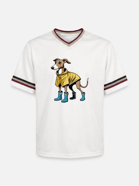Whippet in raincoat - Unisex Football Style Mesh T-Shirt - offwhite/burgundy