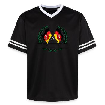 Fahnen Niedersachsen Lorbeerkranz Banner - Unisex Football Style Mesh T-Shirt - Offwhite/Bordeaux - Vorne - AI Model Male 178 light (178cm) & AI Model Male 178 dark (178cm)