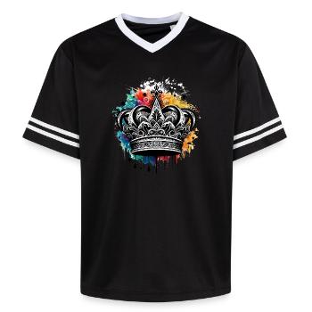 Krone - Unisex Football Style Mesh T-Shirt - Offwhite/Bordeaux - Vorne - AI Model Male 178 light (178cm) & AI Model Male 178 dark (178cm)