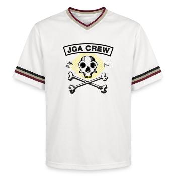 Équipage de la JGA - Skull and Bones - T-shirt de foot unisexe en mesh - blanc cassé/bordeaux - Devant - AI Model Male 178 light (178cm) & AI Model Male 178 dark (178cm)