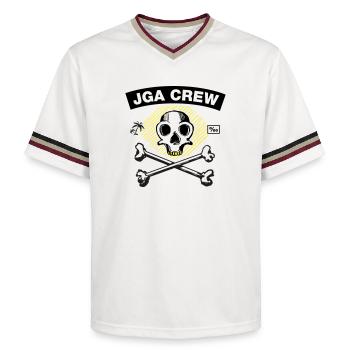 Équipage de la JGA - Skull and Bones - T-shirt de foot unisexe en mesh - blanc cassé/bordeaux - Devant - AI Model Male 178 light (178cm) & AI Model Male 178 dark (178cm)