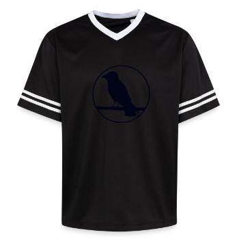 Crow on a branch - Unisex Football Style Mesh T-Shirt - offwhite/burgundy - Front - AI Model Male 178 light (178cm) & AI Model Male 178 dark (178cm)