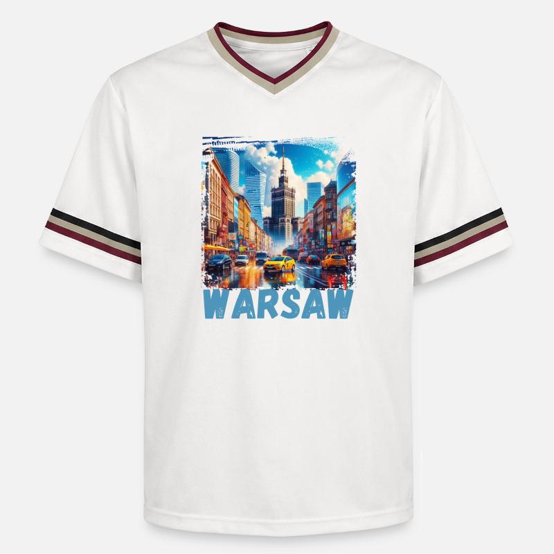 Varsovie - T-shirt de foot unisexe en mesh - blanc cassé/bordeaux