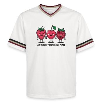Baies de la paix - T-shirt de foot unisexe en mesh - blanc cassé/bordeaux - Devant - AI Model Male 178 light (178cm) & AI Model Male 178 dark (178cm)