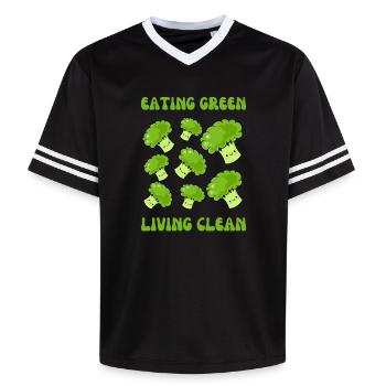 Vegetarier, grün essen, sauber leben - Unisex Football Style Mesh T-Shirt - Offwhite/Bordeaux - Vorne - AI Model Male 178 light (178cm) & AI Model Male 178 dark (178cm)