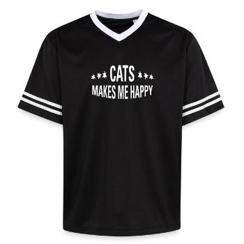 Cats make me happy - Unisex Football Style Mesh T-Shirt - Offwhite/Bordeaux - Vorne - AI Model Male 178 light (178cm) & AI Model Male 178 dark (178cm)