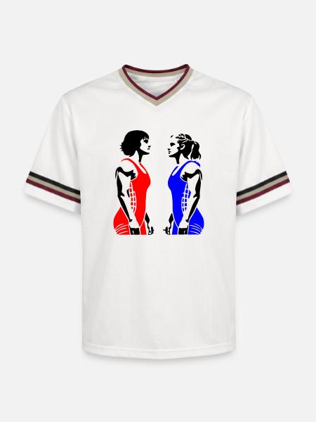 Women's Wrestling - Unisex Football Style Mesh T-Shirt - offwhite/burgundy