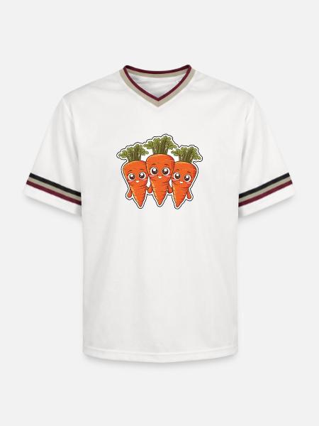 Karla, Kalle and Kim – The Carrot Friends - Unisex Football Style Mesh T-Shirt - offwhite/burgundy