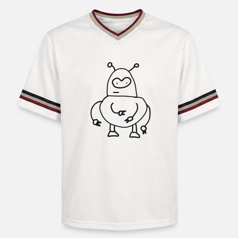 Dooddly Alien Robot Doodle - T-shirt de foot unisexe en mesh - blanc cassé/bordeaux