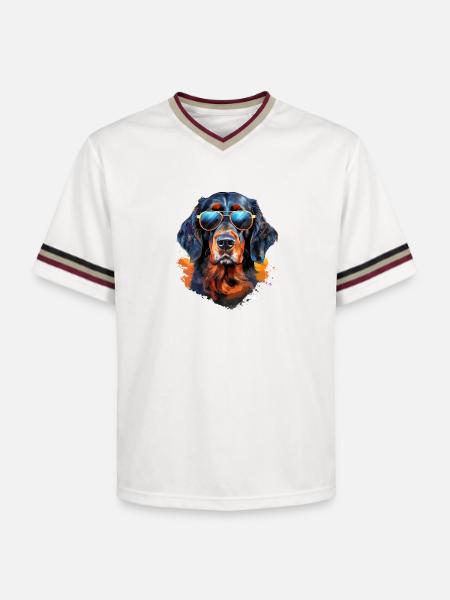 Gordon Setter with sunglasses - Unisex Football Style Mesh T-Shirt - offwhite/burgundy