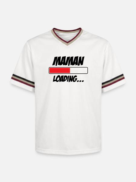 Mom loading... Please Wait - Mother-to-be - Unisex Football Style Mesh T-Shirt - offwhite/burgundy