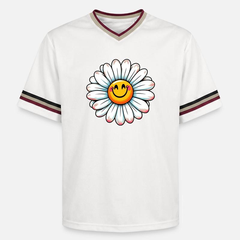 Gänseblümchen - Unisex Football Style Mesh T-Shirt - Offwhite/Bordeaux