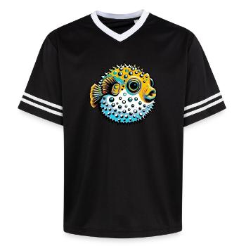 Kugelfisch - Unisex Football Style Mesh T-Shirt - Offwhite/Bordeaux - Vorne - AI Model Male 178 light (178cm) & AI Model Male 178 dark (178cm)