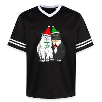 LES CHATS DE NOËL - T-shirt de foot unisexe en mesh - blanc cassé/bordeaux - Devant - AI Model Male 178 light (178cm) & AI Model Male 178 dark (178cm)