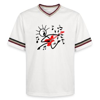 Red Electric Guitar - Unisex Football Style Mesh T-Shirt - offwhite/burgundy - Front - AI Model Male 178 light (178cm) & AI Model Male 178 dark (178cm)
