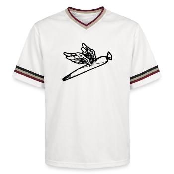We fly so High - Unisex Football Style Mesh T-Shirt - Offwhite/Bordeaux - Vorne - AI Model Male 178 light (178cm) & AI Model Male 178 dark (178cm)