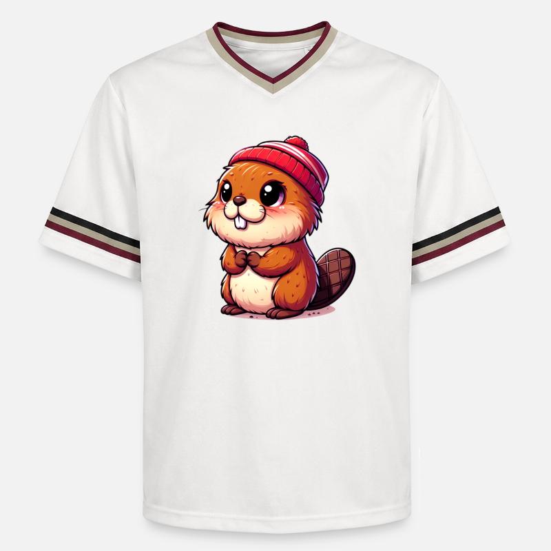 Castor - T-shirt de foot unisexe en mesh - blanc cassé/bordeaux