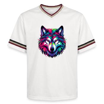 Wolf - Unisex Football Style Mesh T-Shirt - Offwhite/Bordeaux - Vorne - AI Model Male 178 light (178cm) & AI Model Male 178 dark (178cm)