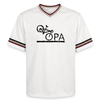 bester Opa Fahrrad Mountainbike Radeln Kritzeln - Unisex Football Style Mesh T-Shirt - Offwhite/Bordeaux - Vorne - AI Model Male 178 light (178cm) & AI Model Male 178 dark (178cm)
