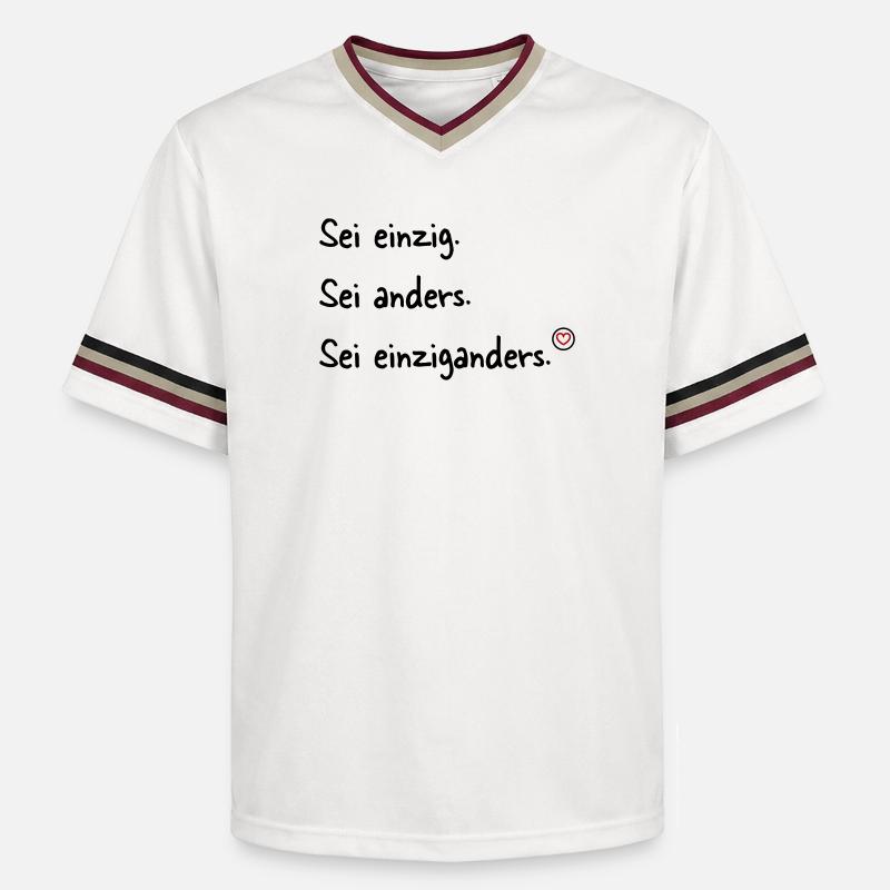 Sei einziganders - Unisex Football Style Mesh T-Shirt - Offwhite/Bordeaux