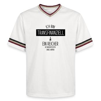Transfinanziell - Unisex Football Style Mesh T-Shirt - Offwhite/Bordeaux - Vorne - AI Model Male 178 light (178cm) & AI Model Male 178 dark (178cm)