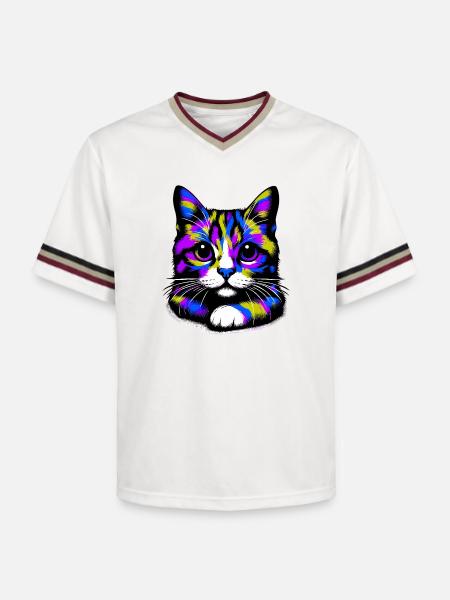 Cat - Unisex Football Style Mesh T-Shirt - offwhite/burgundy