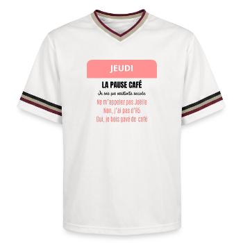 La pause café - Je suis pas assistante sociale - T-shirt de foot unisexe en mesh - blanc cassé/bordeaux - Devant - AI Model Male 178 light (178cm) & AI Model Male 178 dark (178cm)