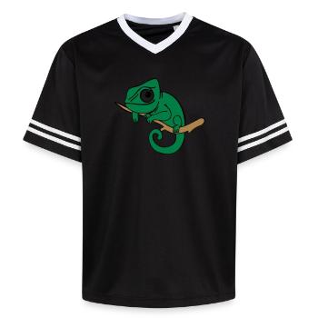 Lui das Chamäleon, dreifarbig - Unisex Football Style Mesh T-Shirt - Offwhite/Bordeaux - Vorne - AI Model Male 178 light (178cm) & AI Model Male 178 dark (178cm)