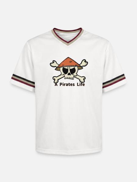 A Pirates Life logo - Unisex Football Style Mesh T-Shirt - Offwhite/Bordeaux
