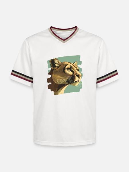Lion from mountain Retro - Unisex Football Style Mesh T-Shirt - offwhite/burgundy