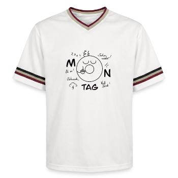 Blues du lundi - T-shirt de foot unisexe en mesh - blanc cassé/bordeaux - Devant - AI Model Male 178 light (178cm) & AI Model Male 178 dark (178cm)