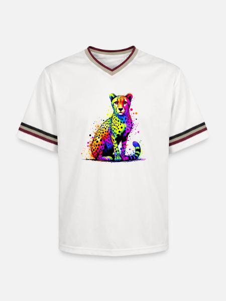 Cheetah - Unisex Football Style Mesh T-Shirt - offwhite/burgundy