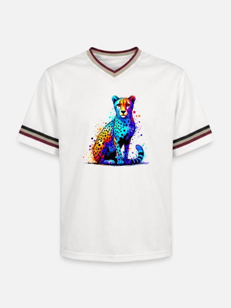 Cheetah - Unisex Football Style Mesh T-Shirt - offwhite/burgundy