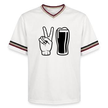 Bier bestellen - Unisex Football Style Mesh T-Shirt - Offwhite/Bordeaux - Vorne - AI Model Male 178 light (178cm) & AI Model Male 178 dark (178cm)