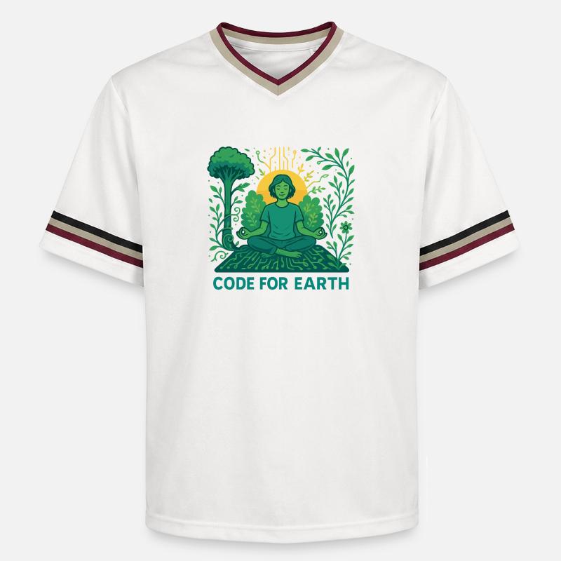 Code for Earth - Unisex Football Style Mesh T-Shirt - offwhite/burgundy