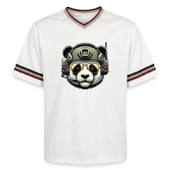 Panda Military Army Design - Unisex Football Style Mesh T-Shirt - offwhite/burgundy - Front - AI Model Male 178 light (178cm) & AI Model Male 178 dark (178cm)
