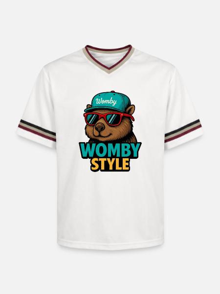 Womby Style Beaver with Sunglasses - Unisex Football Style Mesh T-Shirt - offwhite/burgundy