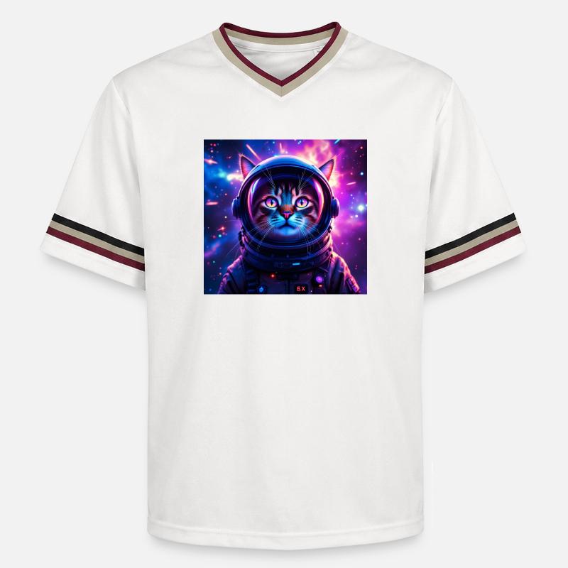 Chat de l’espace - T-shirt de foot unisexe en mesh - blanc cassé/bordeaux