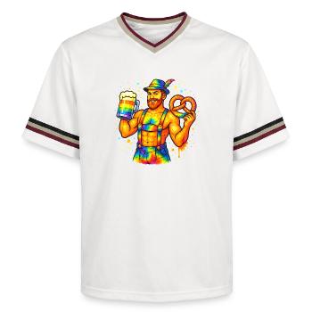 pride bavarian - Unisex Football Style Mesh T-Shirt - offwhite/burgundy - Front - AI Model Male 178 light (178cm) & AI Model Male 178 dark (178cm)