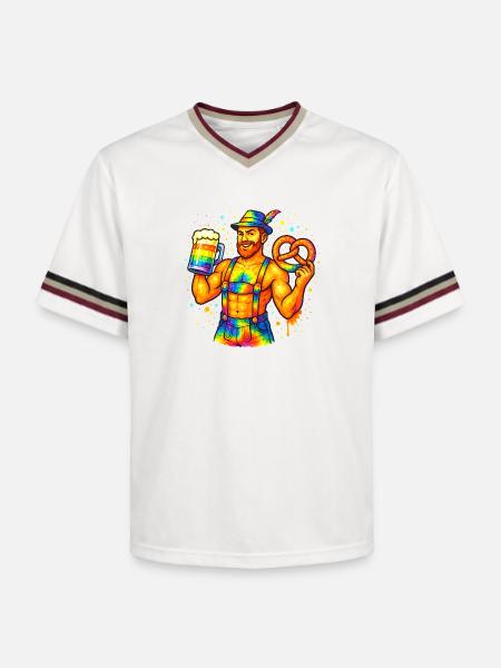 pride bavarian - Unisex Football Style Mesh T-Shirt - Offwhite/Bordeaux