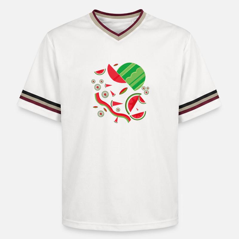 Design abstrait de pastèque - T-shirt de foot unisexe en mesh - blanc cassé/bordeaux