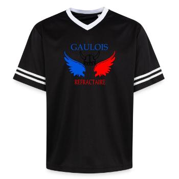 Ailes tricolores de Gaulois Refractaire - T-shirt de foot unisexe en mesh - blanc cassé/bordeaux - Devant - AI Model Male 178 light (178cm) & AI Model Male 178 dark (178cm)